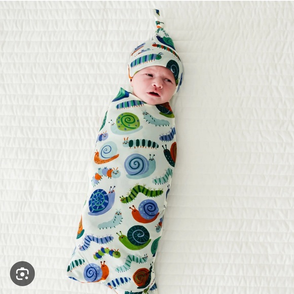 Little Sleepies Inchin Along Swaddle and Hat Set